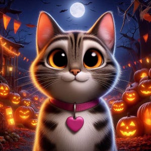 Halloween Portrait For Pet, Pet Portrait, Custom Pet Portrait, Funny Halloween Decor, Halloween Funny Wall Decor, Canvas/Poster Print