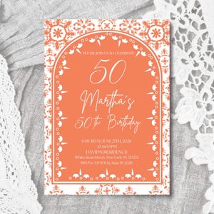50th Birthday Party Invite, Cielito Lindo Invitation, Papel Picado Invite, Terracotta Birthday Invitation, Any Age Editable Template, Canva2