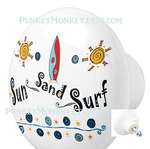 Surfing Surfboard Drawer Pulls Custom Ceramic Knob Pull Beach Etsy