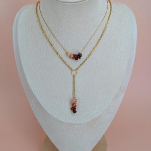 THE CHIP | Handmade Lariat Intimacy Necklace, Gemstone Chip Drop Front, Valentine&#39;s Gift for Her, Healing Crystal Jewelry