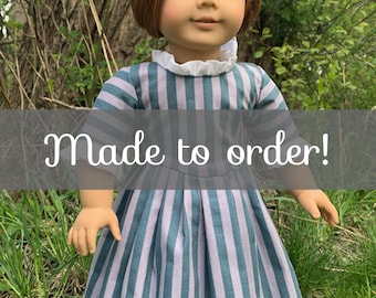 Striped Apple Picking Dress for 18" dolls, book illustration never made, 18th century rococo colonial