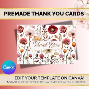 Printable Thank You Card Floral Thank You Card Flower Thank You Card Print at Home Thanks Card Thank You Card For Her Digital Download