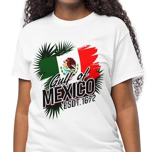 T-shirt golfe du Mexique avec drapeau mexicain, chemises Mexique, t-shirts politiques, chemises patriotiques, chemise Mexique pour femme, chemises Mexique pour hommes