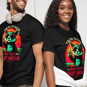 ¿Eres un hombre inteligente o un olor a pedo? Camiseta retro de dibujos animados, camiseta rara, camiseta de meme, camiseta de panda de basura, unisex