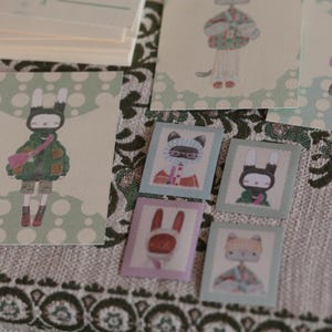 Lot de 4 aimants magnes ilustrées przytulne