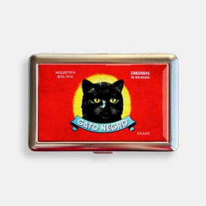 Argentina Gato Negro Black Cat Portasigarette Vintage Zigarettenetui Portafoglio Porta Spinelli in Metallo