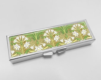 Jugendstil Jonquil Blume Floral Vintage Pillendose - Pillenbehälter, Schmuckbox, Pillendose, Pillenhalter, Reisegröße