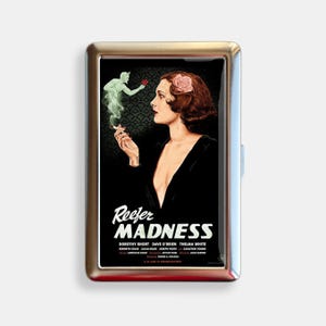 Portasigarette Reefer Madness Poster Art Zigarettenetui Portafoglio Vintage Porta Spinelli in Metallo