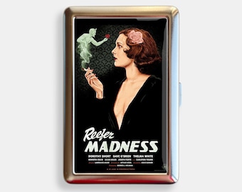 Reefer Madness Poster Art Cigarette Case Zigarettenetui Wallet Vintage Metal Joint Holder