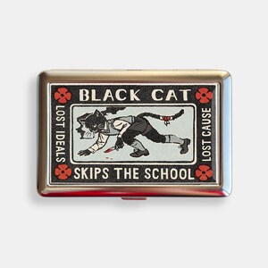Cute Black Cat Cigarette Case Zigarettenetui Wallet Vintage Metal Joint Holder
