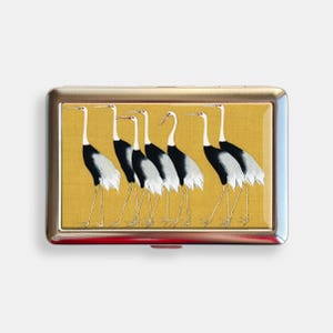 Estojo de cigarro com padrão de pássaros japoneses vintage Zigarettenetui Carteira de metal Suporte para juntas