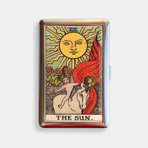 Tarot Card The Sun Cigarette Case Zigarettenetui Wallet Vintage Metal Joint Holder