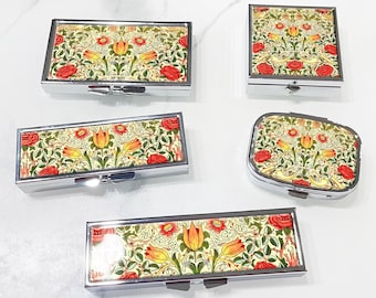 Vincent William Morris Vogel und Rose Pillendose - Pillenbehälter, Schmuckschachtel, Pillendose, Pillenhalter, Reisegröße