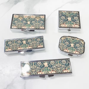 William Morris Vintage Floral Pill Box - Pill Containers, Trinket Box, Pill Case, Pill Holder, Travel Size