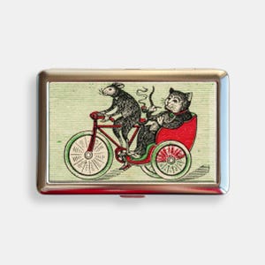 Portasigarette Fat Cat Vintage giapponese Matchbox Art Zigarettenetui Portafoglio Vintage Portasigarette in metallo