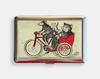 Fat Cat Vintage Japanese Matchbox Art Cigarette Case Zigarettenetui Wallet Vintage Metal Joint Holder