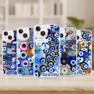Evil Eye Collage Cute Blue Aesthetic Phone Case For iPhone, Samsung Galaxy, Google Pixel Cover