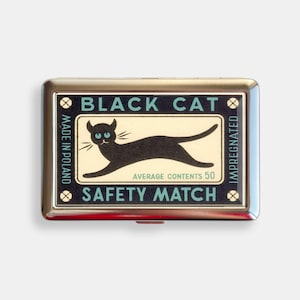Portasigarette retrò con gatto nero e gattino Zigarettenetui, portafoglio vintage in metallo