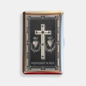 Jesus Christ Burning Heart Requiescat in Pace Cigarette Case Zigarettenetui Wallet Vintage Metal Joint Holder