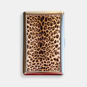 Portasigarette alla moda con motivo leopardato Zigarettenetui Portafoglio Vintage in metallo