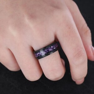 Gothic Amethyst Couple Rings Set Moon & Leaf Silver Ring for Her ...