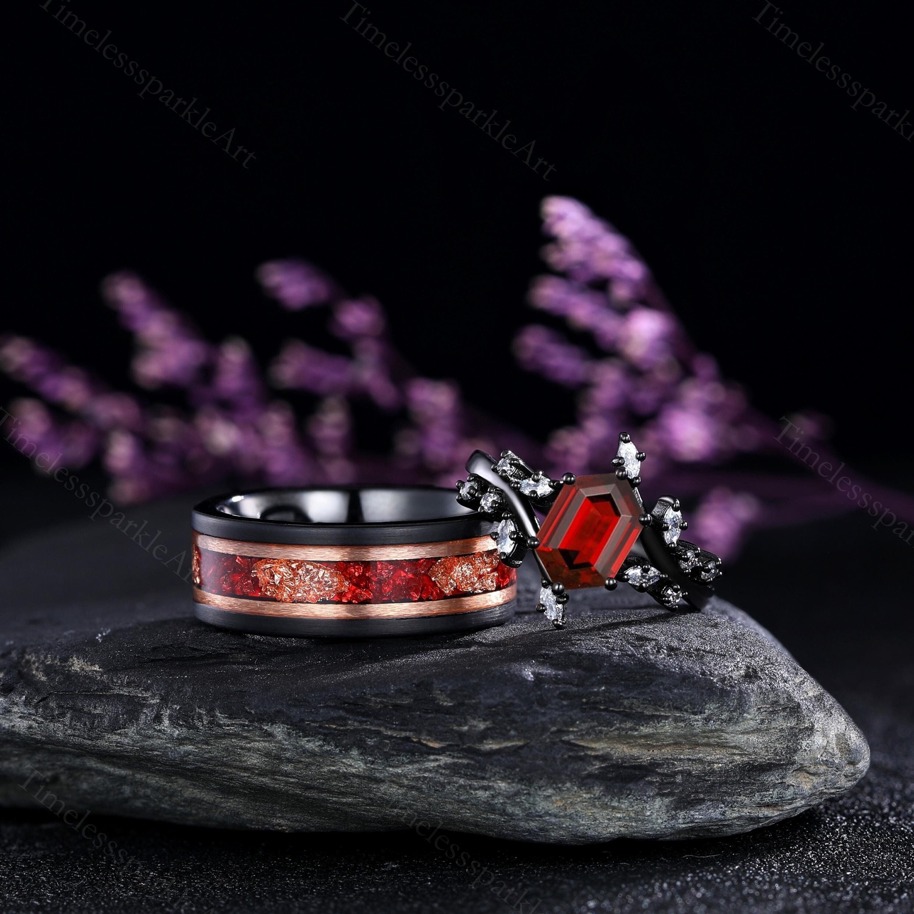 Ruby Ring Red Wedding Rings Sets Gemstone Ruby Red Diamond Ring