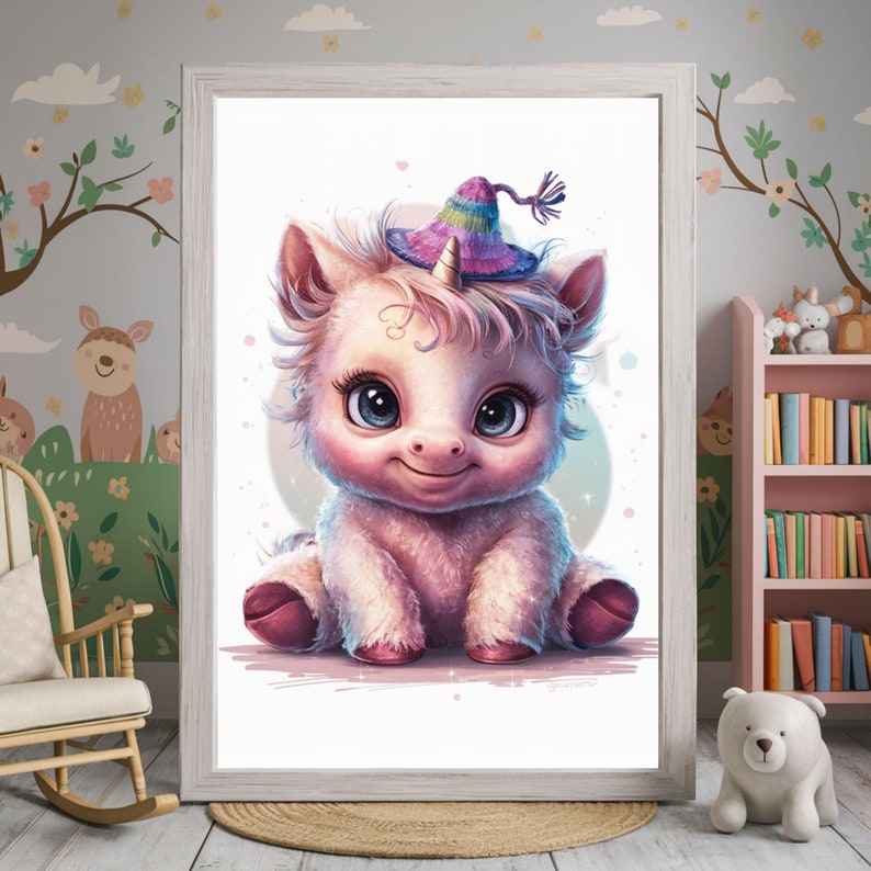 Baby Unicorn Print Art, Printable Art, Lamb Nursery Wall Decor, Baby ...
