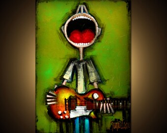 Original Abstract Guitar Painting: Modern Art, 30x40