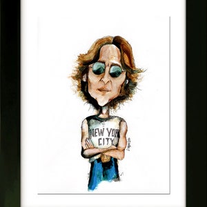 Made to Order - John Lennon - The Beatles - Drawing with Frame - Art by SLAZO - 16x20