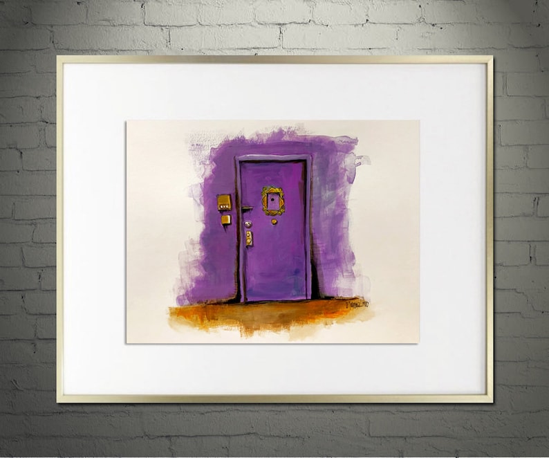 Friends 25 Years - Purple Door - Original Drawing Framed - Art by