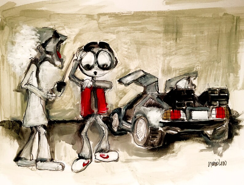 Limited Edition Drawing with Frame 16x20 Back to The Future 2015 Art by SLAZO October 21