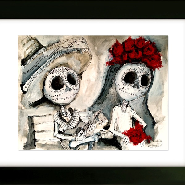 Limited Edition Drawing with Frame - Day of the Dead - Dia de los Muertos - Art by SLAZO - 16x20