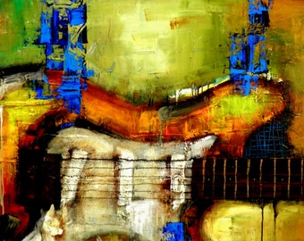 Made to Order - Modern Guitar - Abstract Guitar Art - Original Contemporary Painting - Modern Abstract Art by SLAZO - 30x48