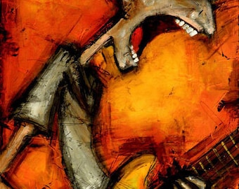 Screaming - Guitar Art - Original Custom Painting - Modern Abstract Art by SLAZO -30x40 - Made To Order