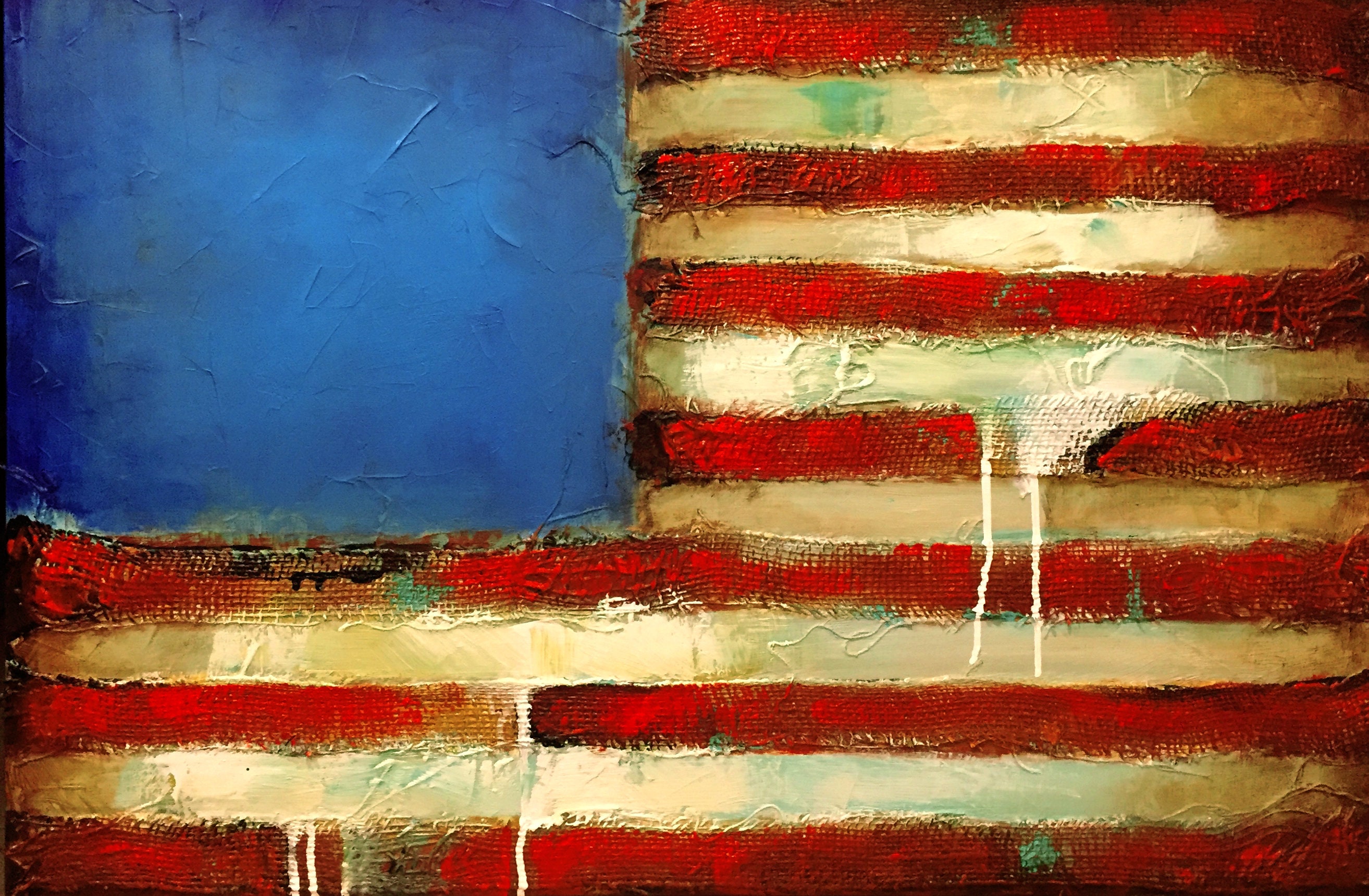 American Flag USA Flag Original Painting Modern Abstract Etsy