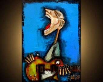 Original Abstract Guitar Painting, Contemporary Wall Art (30x40)