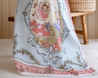 Baby Muslin Blanket - Fairy Tale Collection , Soft Breathable Organic Cotton Knit, Baby Shower Gift, Newborn Gift, Baby Girl Swaddle Blanket