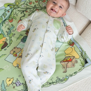Baby Footed Onesie – Picnic Collection | Organic Cotton Sleep Suit | Newborn Pajamas | Baby Shower Gift | Modern Baby Outfit