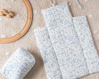 Baby Changing Mat, Blue Toile de Jouy, Cotton Baby Diaper Changing Pad, Baby Girl, Baby Boy, Baby Shower Gift, Baby Accessories