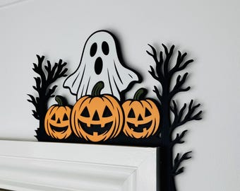 Halloween Ghost Pumpkin Door Corner Sign, Spooky Halloween Decoration