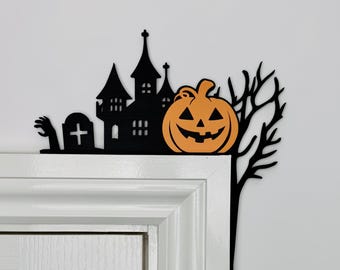 Pumpkin Graveyard Door Corner Sign, Spooky Halloween Decoration