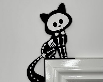 3D Printed Halloween Skeleton Cat Door Corner Sign