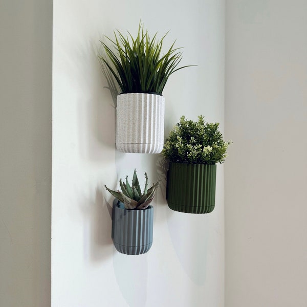 Modern väggmonterad blomkruka, dold droppbricka och fäste, inomhusinredning