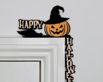 Happy Halloween Corner Sign, Spooky Pumpkin Witch Halloween Decoration