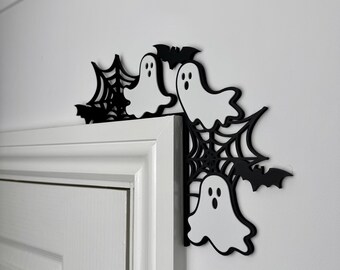 Ghost Door Corner Sign, Spooky Bats Halloween Decoration
