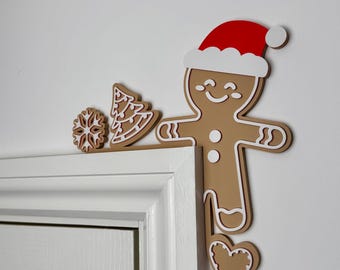 Christmas gingerbread Door Corner Sign, Santa Hat, Family Christmas Gift, Seasonal Decorations, Home Decor, Home Gifts