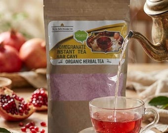 Natural Instant Pomegranate Tea, Organic Pomegranate Drink, Antioxidant Rich, Hot & Cold Beverage, Healthy Tea