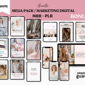Bundle para Emprendedoras / Mega Pack Marketing Digital / Plan de Negocios / Guías en Español / CANVA / Derechos de Reventa / MRR / PLR