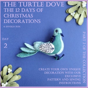 12 Days of Christmas decorations, Turtle Dove, felt, bird, sewing pattern, Christmas decoration, Two Turtle Doves,