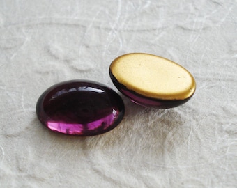 18x13mm Amethyst Gold Foiled Flat Back Oval Glass Czech Preciosa Cabs 12PCS